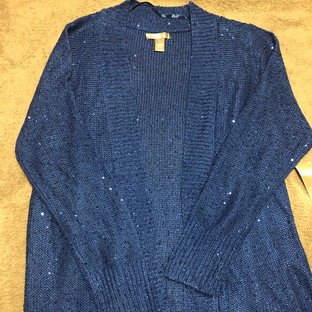 NWT Blue sparkly sequin cardigan size Medium